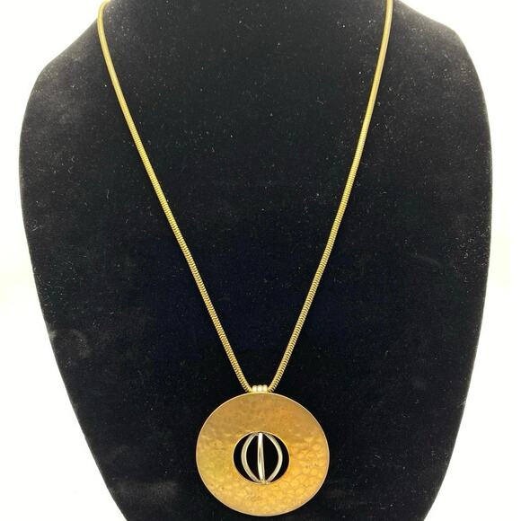 Baer SF Vintage Marjorie Baer Of San Francisco‎ Mixed Metal Hammered Pendant VTG - Picture 1 of 6